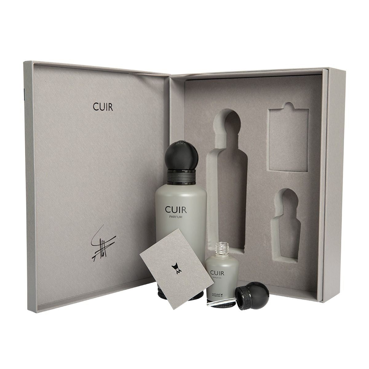 Cuir Gift Set 150 ml + 15 ml Oil Al Majed Oud ( بوكس ديفكت )